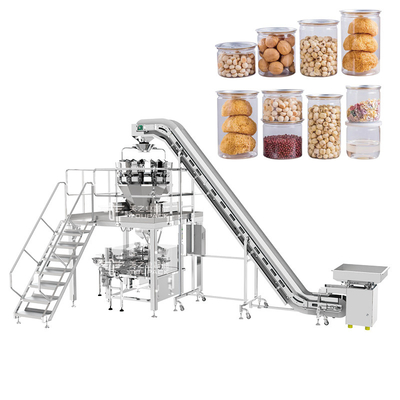 Kurutulmuş Meyve Snack Nut Plastik Şişe Dolum Makinesi, Multihead Kantarı Eğimli Konveyörlü