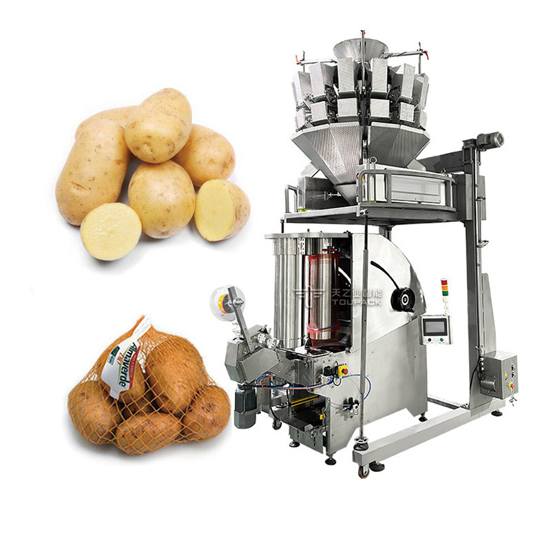 10 Başlı Çok Başlı Ağırlık Patates Soğan Ağı Çanta Paketleme Makinesi Meyve Kombine Ağırlık Üretim hattı