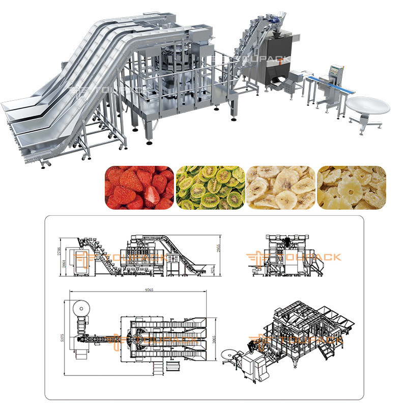 24/32 Baş Çok başlı tartıcı karıştırılmış çilekler poşet doldurma makinesi dehidrat sebze paketleme makinesi
