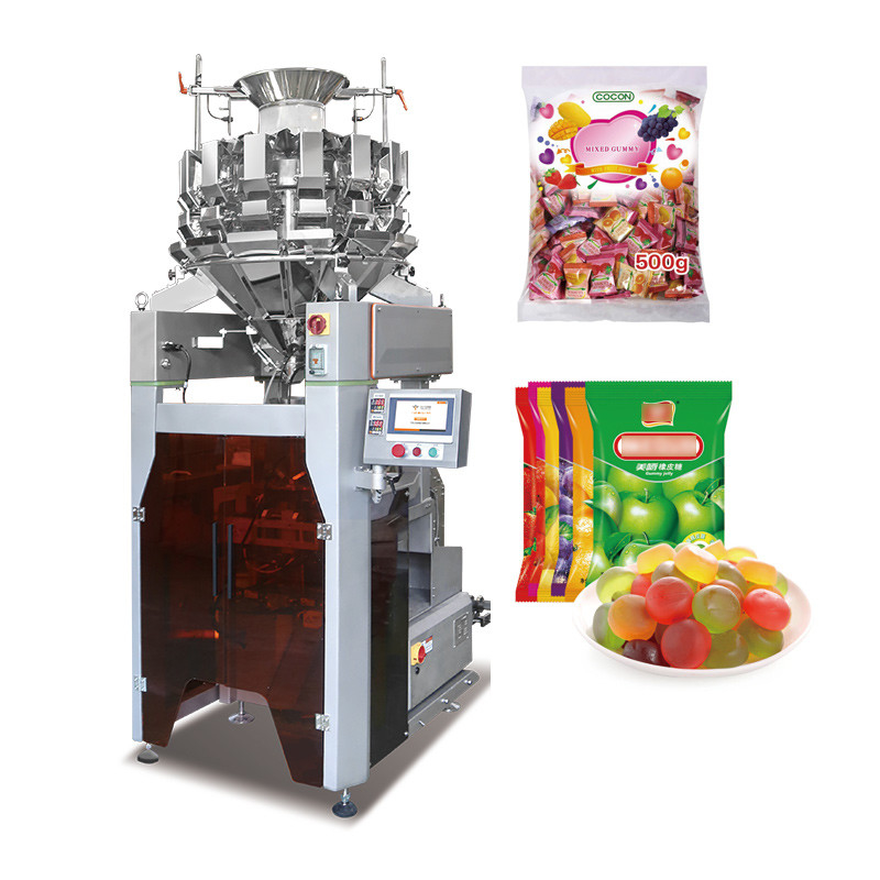 10/14 Hoppers Çok başlı tartıcı Pellet Paketleme Makineleri Plastik poşetler Dikey Çok başlı tartıcı Paketleme makinesi