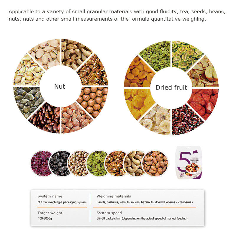 Otomatik ayağa kalkan çanta Doypack tartma paketleme granül Fıstık Kaşev Fındıkları Çoklu Başlı Ağırlık Doldurma Makinesi