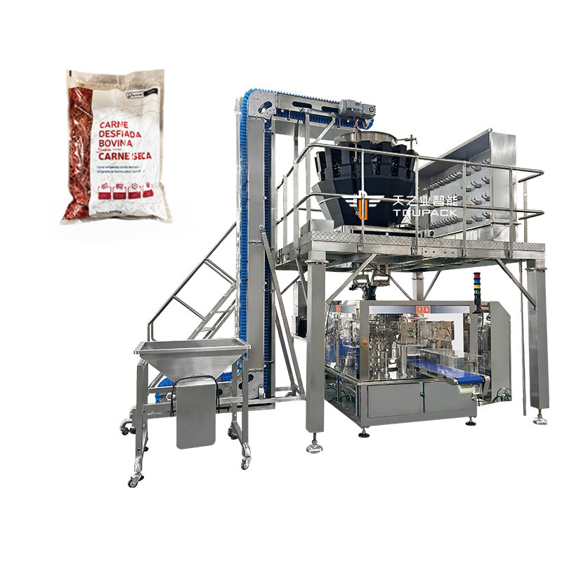Kişiselleştirilmiş Verimli Dehidratlı Sığır Eti Nuggets Kütlelendirme Paketleme Makinesi Yiyecek Hazır Sığır Eti Çoklu Başlı Ağırlatıcı