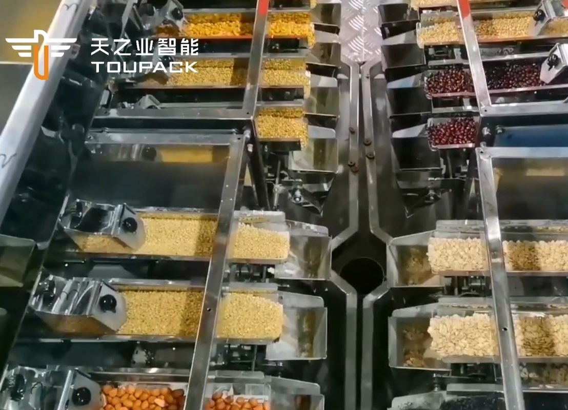Otomatik ayağa kalkan çanta Doypack tartma paketleme granül Fıstık Kaşev Fındıkları Çoklu Başlı Ağırlık Doldurma Makinesi
