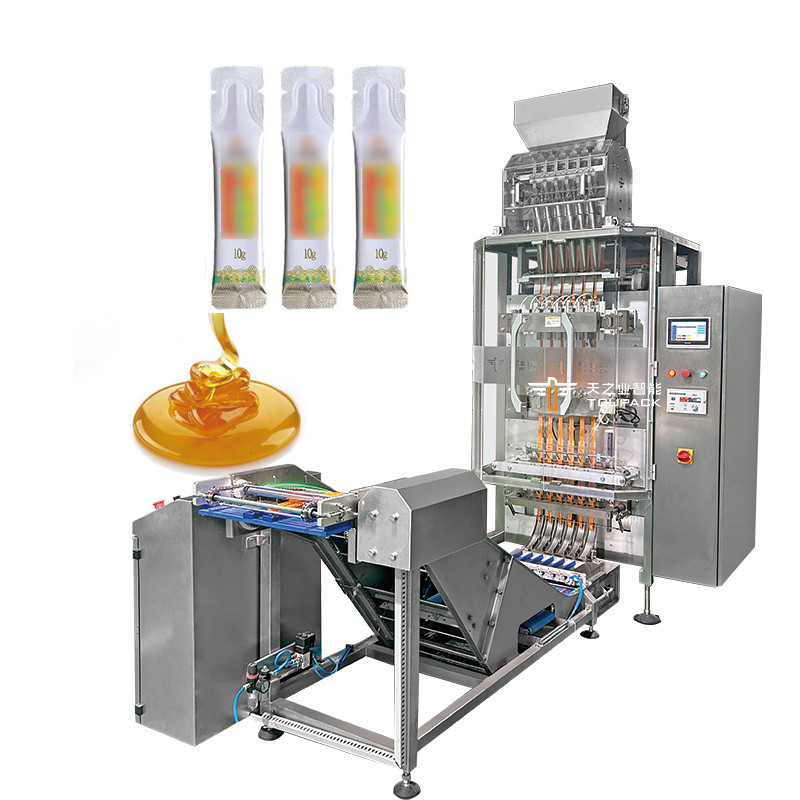 Endüstriyel Çok Şeritli VFF'ler Visköz Sıvı Domates Pastası için Çubuklu Paketleme Makinesi