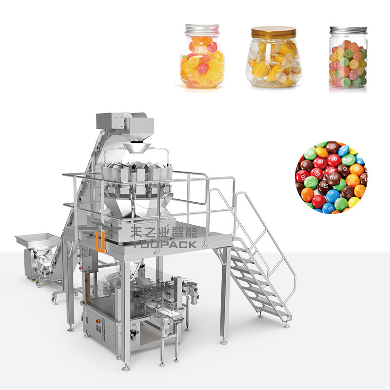 Çok fonksiyonlu Otomatik Kavanoz Şişesi, Pamuk Jelly Popcorn ve Fıstık Puffed Gıda Doldurma Makinesi