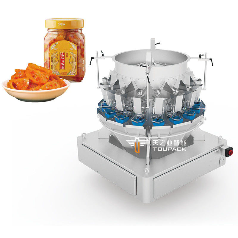 Yüksek hassasiyet 14 başlı viskoz malzeme çok başlı tartıcı parçalanmış et dilimlenmiş et küçük balık paketleme makinesi