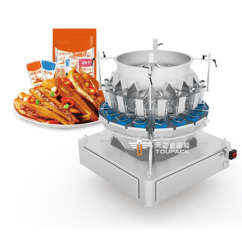 Yüksek hassasiyet 14 başlı viskoz malzeme çok başlı tartıcı parçalanmış et dilimlenmiş et küçük balık paketleme makinesi