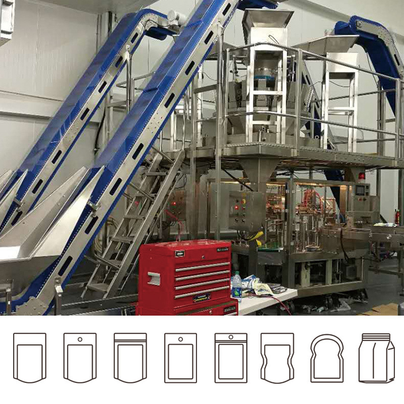 Tamamen Otomatik Atıştırmalıklar Saşet Paketleme Makinesi Atıştırmalık Yiyecek Patates Cips Popcorn Nitrogen Flushing Doypack Paketleme Makinesi