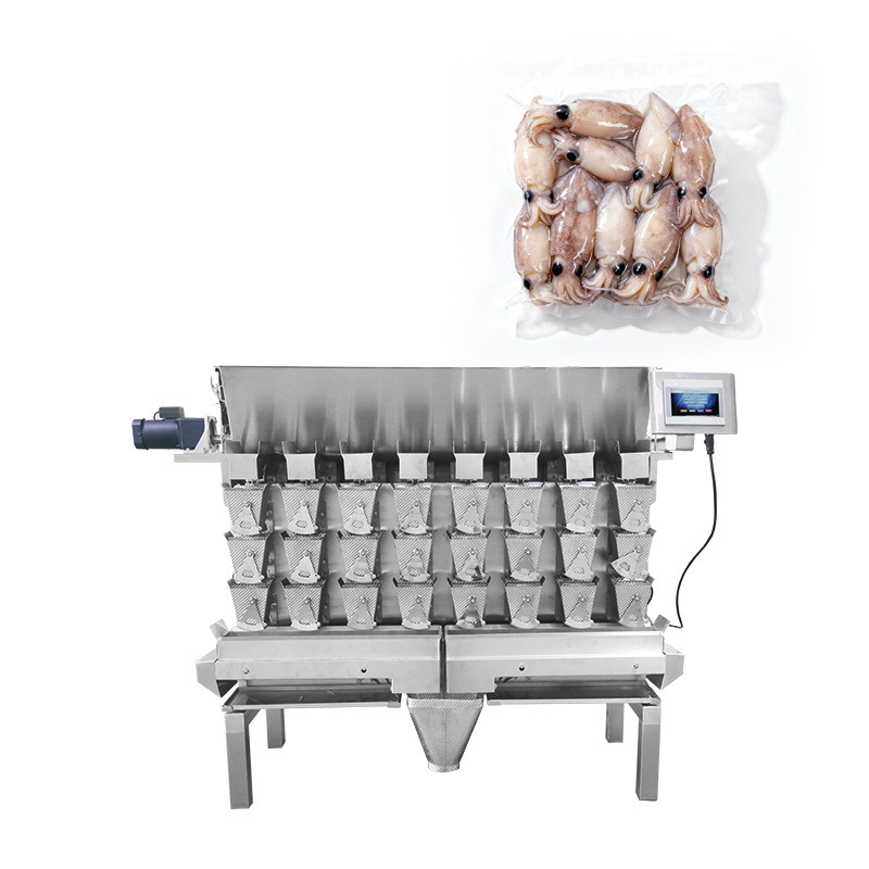 50g-2000g 3-layer 8 Head Fresh Food Weigher Shark Fin Pillow Bag Weighing and Packaging Machine