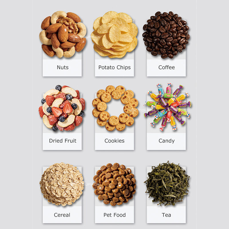 Çipler için otomatik atıştırmalık yemek tartma ve paketleme makinesi Fındıklar Şeker Granülleri 5-200g Yüksek Hızlı Dijital Sensör Paketleme hattı