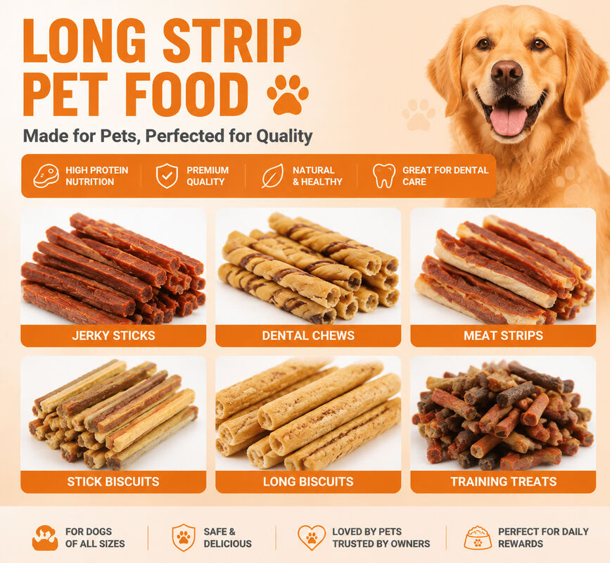 Köpek Maması Paketleme Makinesi | Uzun Şeritli Kurutulmuş Et ve Çiğneme Çubukları için Özel Çok Kafalı Terazi Tıkanma Önleyici