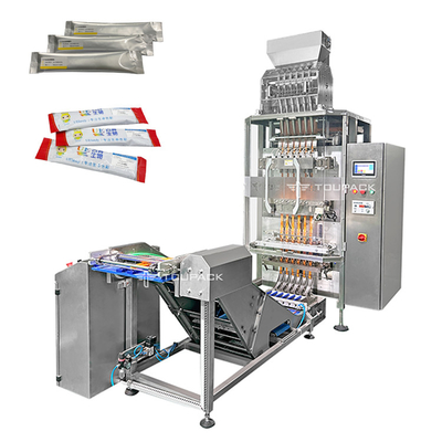 Çok sütunlu paket kontrol tartım sistemi Çok şeritli çuval paketleme makinesi Çek tartıcısı olan Doypack paketleme makinesi