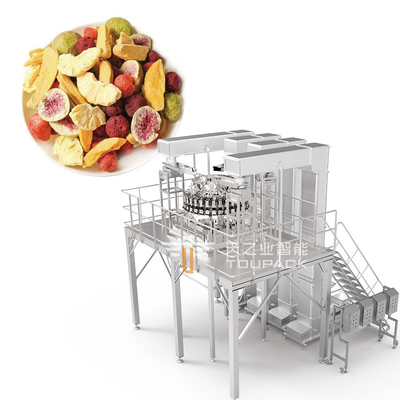 Otomatik ayağa kalkan çanta Doypack tartma paketleme granül Fıstık Kaşev Fındıkları Çoklu Başlı Ağırlık Doldurma Makinesi