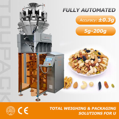 Otomatik Çipler Fındıklar Şeker Tohumları Granül Dikey Paketleme Makinesi Çok Başlı Ağırlayıcıyla