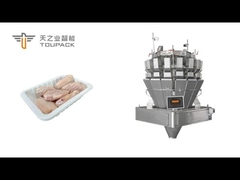 Tamamen otomatik dondurulmuş tavuk kanatları tepsisi paketleme hattı, tam olarak TOUPACK vida multihea ile tartıldı